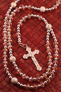 Pink Faceted Crystal Rosary