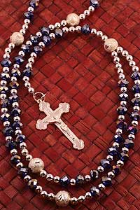 Blue Faceted Crystal Rosary