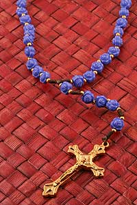 Blue Acrylic Rosebud Rosary