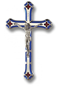 Blue/Red Enamel Crucifix
