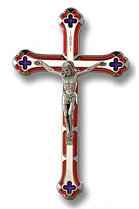 Red/Blue Enamel Wall Crucifix