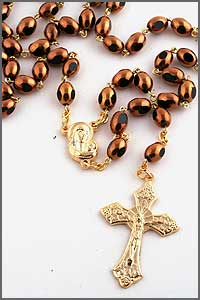 Brown Glass Bead Rosary
