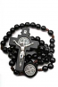 Large Black Wood Saint Benedict Rosary on Cord