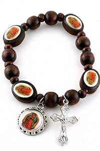 Brown Wood Guadalupe Stretchable Bracelet