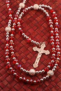 Red Faceted Crystal Rosary