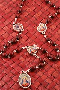 Mater Dolorosa Wood Rosary with Medals