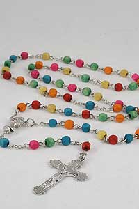 Wood Bead Multi-color Rosary