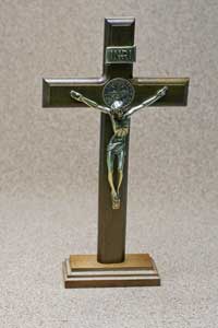 10" Wood Standing St Benedict Crucifix