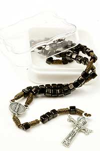 117900 Small Square Black Bead Rosary