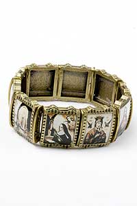 11881-8 Gold Tone Metal Religious Bracelet