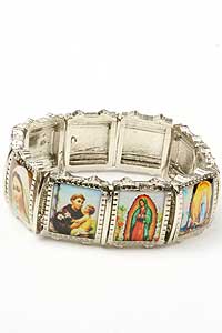 11882-6 Silver Tone Metal Religious Bracelet