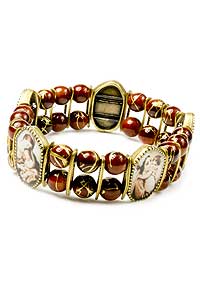 11971-7 Double Row Religious Bracelets With Mary Images