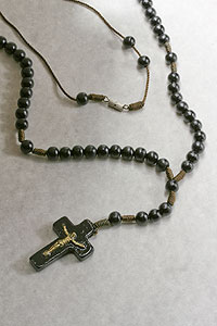 Black Wood Rosary Necklace