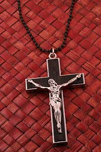 3" Crucifix on Black Chain