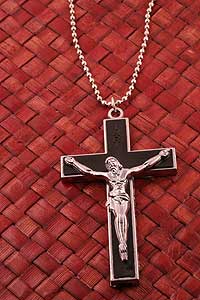 3 Crucifix on Silver Tone Chain