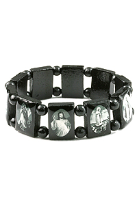 6280-4 Large Black Wood Religious Bracelet