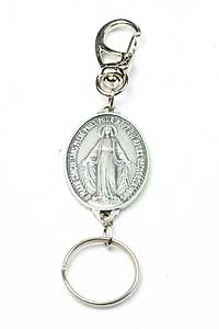 6630-3 Silver Tone Our Lady Of Grace Keychain