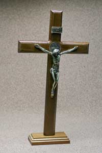 14" Wood Standing St Benedict Crucifix