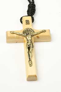 7019-0 Light Wood St Benedict Crucifix On Rope