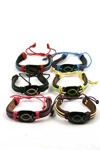 1 Dozen of Religious Leather Bracelets