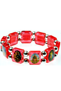 One Dozen Red Acrylic Religious Bracelets