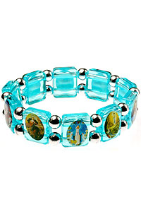 One Dozen Blue Acrylic Religious Bracelets