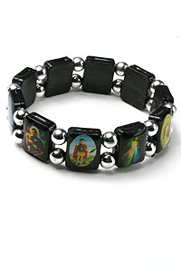 Black Acrylic Saints Bracelet