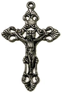 CR32201S 2 Ornate Black Oxidized Crucifix