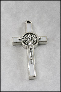 White Eamel St Benedict Crucifix