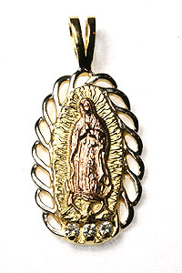 3 Tone Gold Plated Gudalupe Medallion