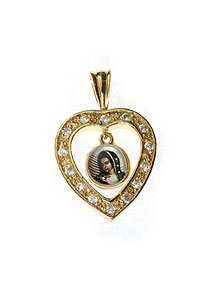 Gold Plated Heart Pendant with Guadalupe