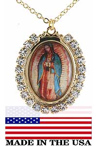 Gold Tone Guadalupe Medallion