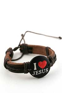Jesus I Love You Leather Bracelet