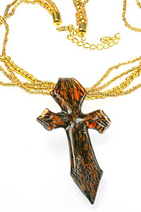 3.1" Long Murano Glass Cross Necklace