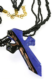 KA-3781 3.1" Long Murano Glass Cross Necklace
