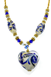 Large Murano Glass Blue Glass Necklace