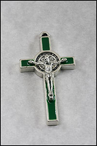 Green Eamel St Benedict Crucifix