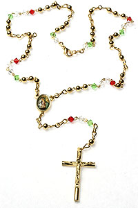 Gold Plated Guadalupe Rosary with Color Crystals