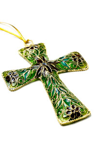 Plique A Jour Cross with Enamel