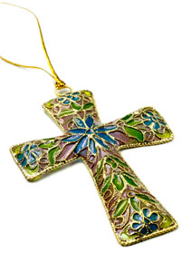 Plique A Jour Cross with Enamel