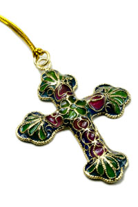 Plique A Jour Cross with Enamel
