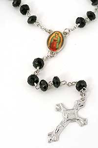 Black Bead Guadalupe Rosary