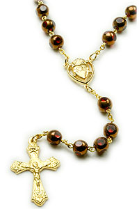 8mm Red Cut Glass Bead Rosary