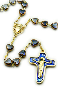 Blue Bead Sacred Heart Rosary
