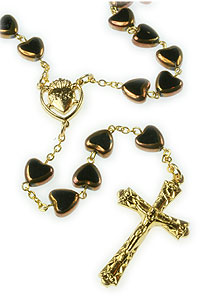 Black Bead Sacred Heart Rosary