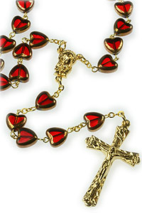 Red Bead Sacred Heart Rosary