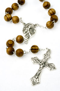 10mm Olive Wood Bead Rosary
