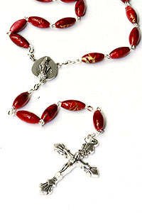 23" Long Red Bead Rosary