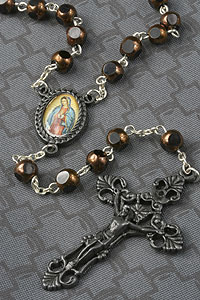 Brown Cut Glass Guadalupe Rosary