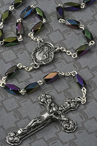 Black Irridescent Glass Rosary